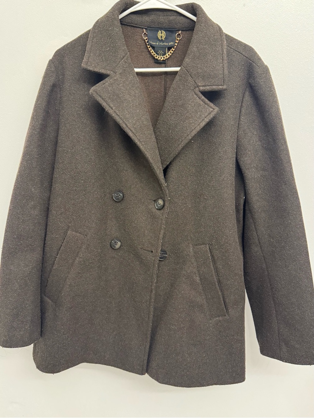 House of Harlow 1960 Double-Breasted Peacoat in Brown